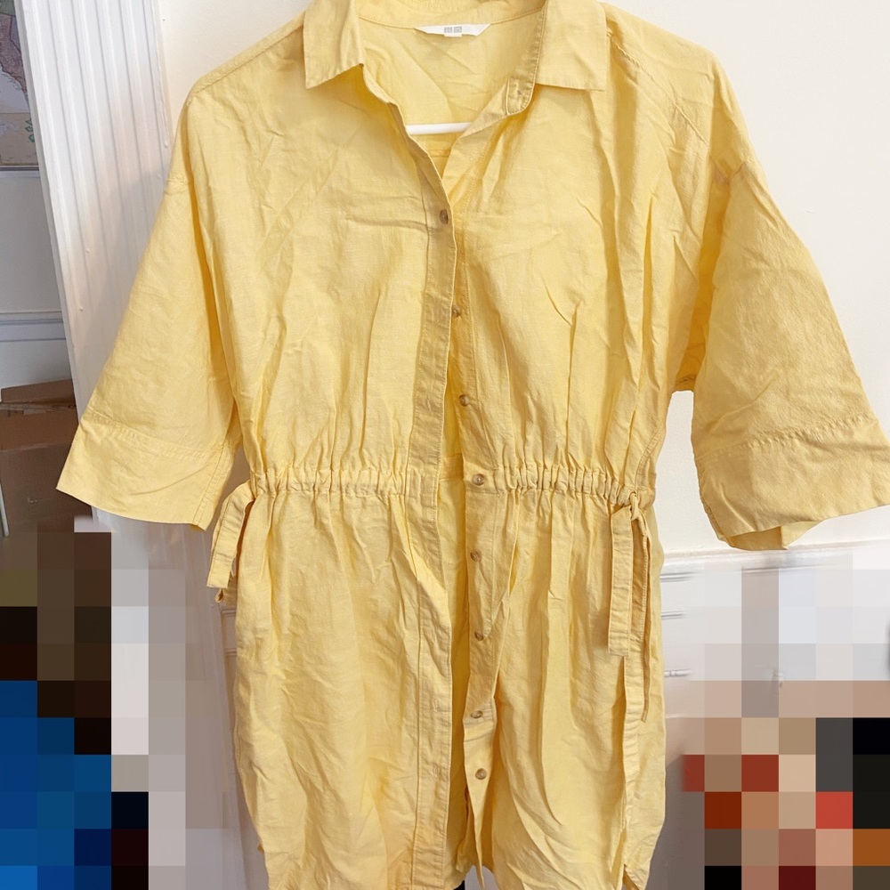 Uniqlo yellow shirt jacket Small